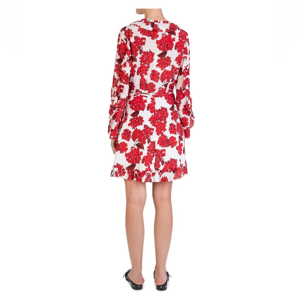 The Kooples Hortensia Print Silk Ruffled Silk Wrap Dress Size 1 - Picture 3 of 10